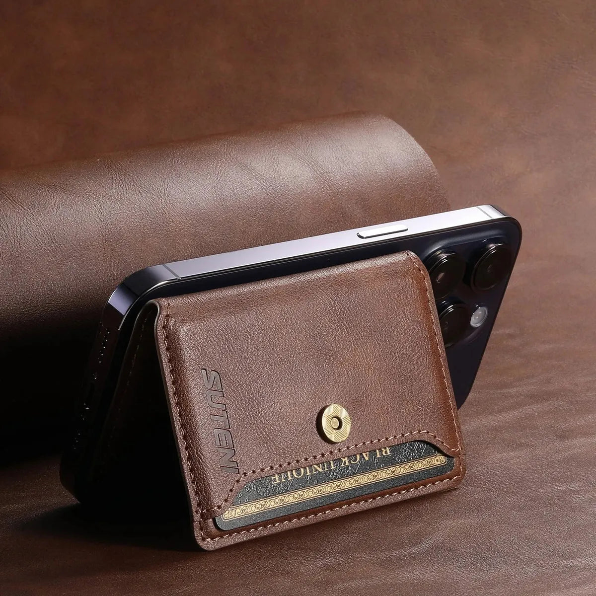 Buy Magnetic Wallet & Phone Stand,Classic Magnetic Card Holder Wallet at Caseles-Brown, 