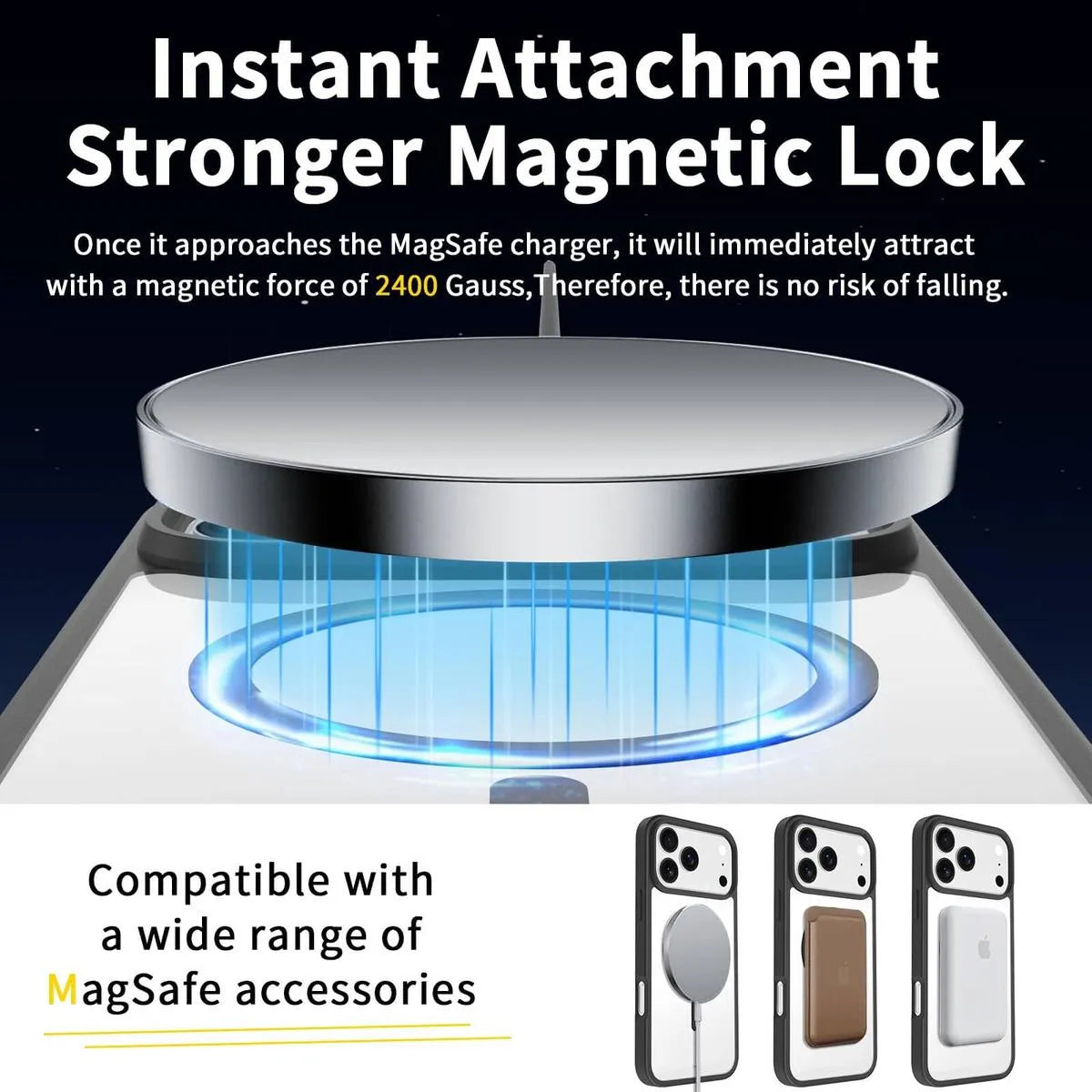 Buy MagSafe iPhone 17 Case – Anti-Scratch, Military-Grade Protection, Shockproof & Slim Design - CLEAR COLORFUL MAGSAFE IPHONE CASE at Caseles -iPhone 17 Pro Max, Black