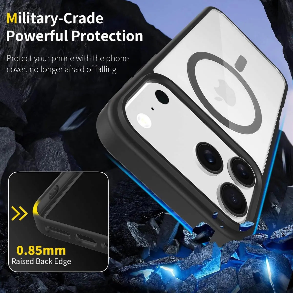 Buy MagSafe iPhone 17 Case – Anti-Scratch, Military-Grade Protection, Shockproof & Slim Design - CLEAR COLORFUL MAGSAFE IPHONE CASE at Caseles -iPhone 17 Pro Max, Black