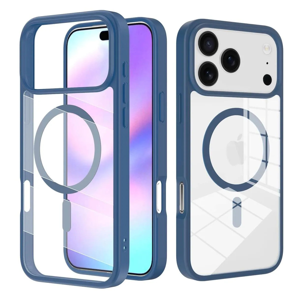 Buy MagSafe iPhone 17 Case – Anti-Scratch, Military-Grade Protection, Shockproof & Slim Design - CLEAR COLORFUL MAGSAFE IPHONE CASE at Caseles -iPhone 17 Pro Max, Blue