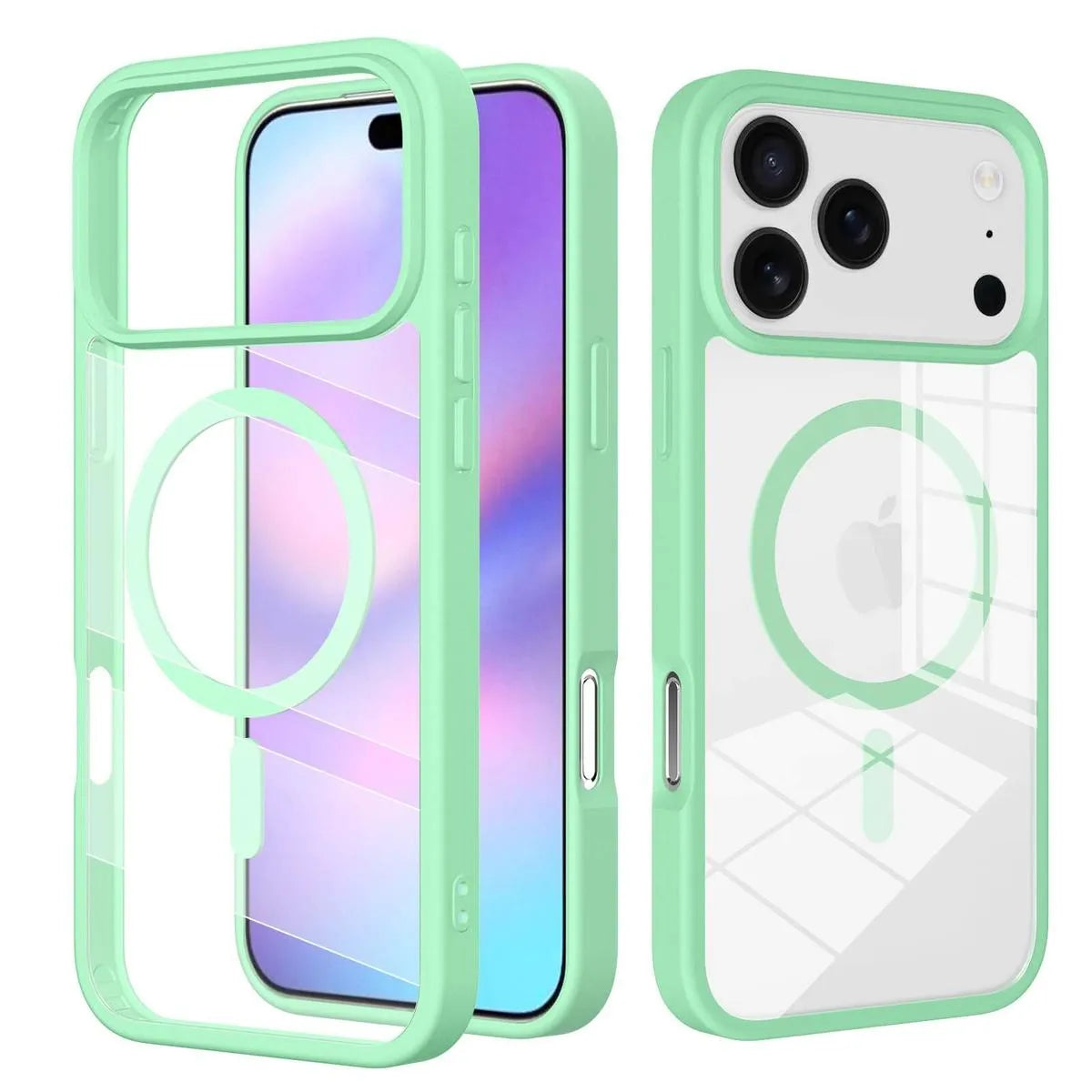 Buy MagSafe iPhone 17 Case – Anti-Scratch, Military-Grade Protection, Shockproof & Slim Design - CLEAR COLORFUL MAGSAFE IPHONE CASE at Caseles -iPhone 17 Pro Max, Light Green