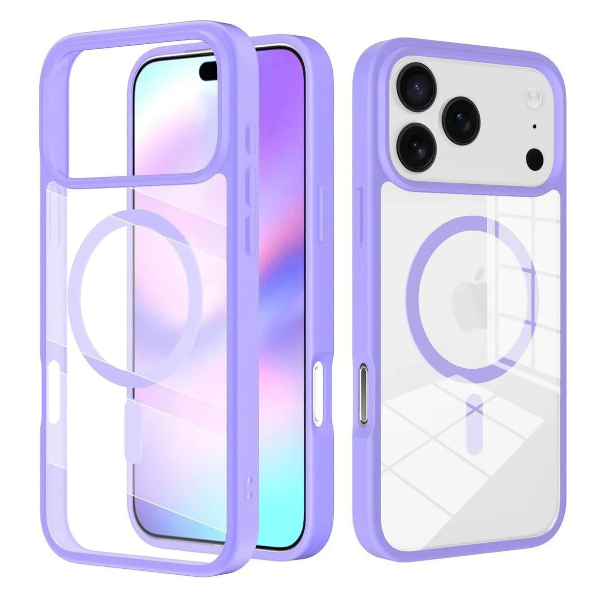 Buy MagSafe iPhone 17 Case – Anti-Scratch, Military-Grade Protection, Shockproof & Slim Design - CLEAR COLORFUL MAGSAFE IPHONE CASE at Caseles -iPhone 17 Pro Max, Light Purple