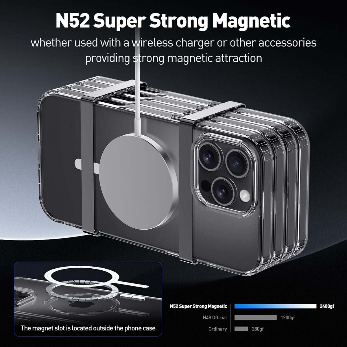 Buy Slim crystal-clear MagSafe iPhone case with strong magnetic adsorption, anti-yellowing durability, and military-grade drop protection - iPhone MagSafe Clear Case at Caseles -iPhone 17 Pro Max, 