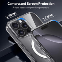Buy Slim crystal-clear MagSafe iPhone case with strong magnetic adsorption, anti-yellowing durability, and military-grade drop protection - iPhone MagSafe Clear Case at Caseles -iPhone 17 Pro Max, 