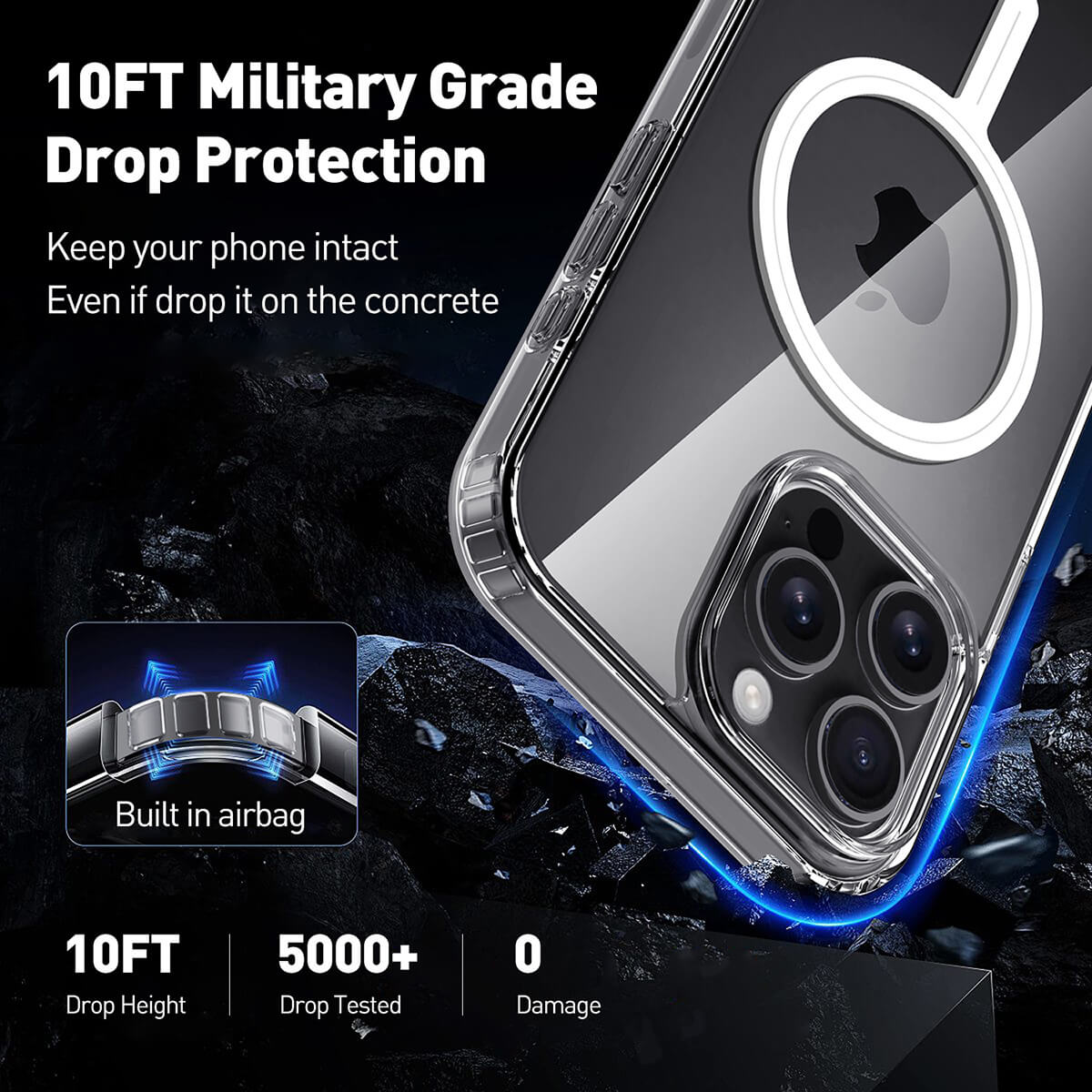 Buy Slim crystal-clear MagSafe iPhone case with strong magnetic adsorption, anti-yellowing durability, and military-grade drop protection - iPhone MagSafe Clear Case at Caseles -iPhone 17 Pro Max, 