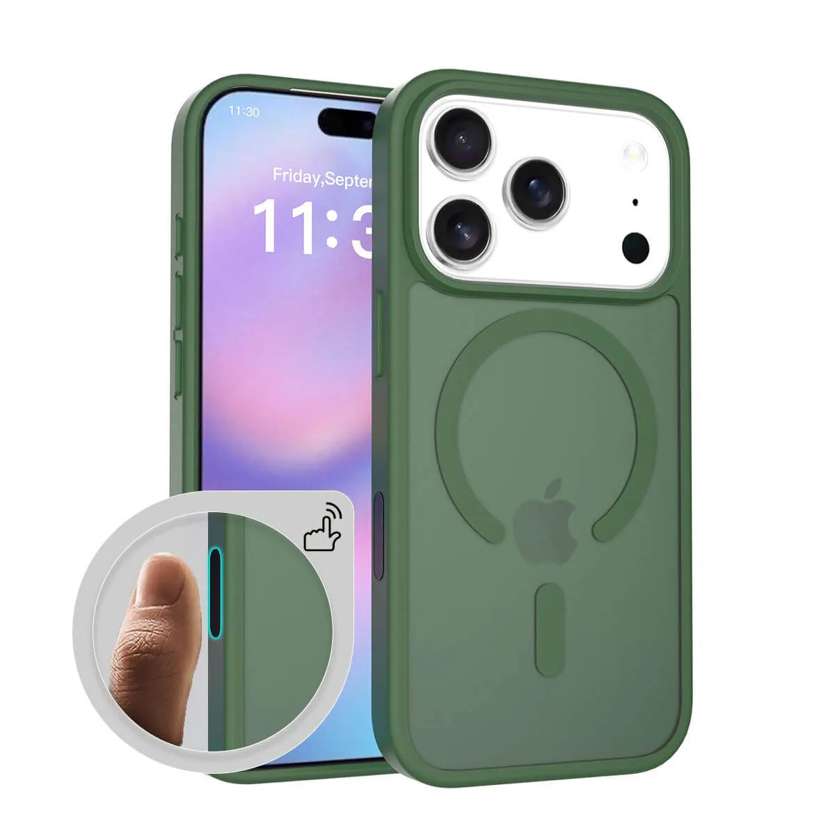 Buy MagSafe iPhone 17 Case with Camera Button, Military-Grade Protection - iPhone MagSafe Clear Case at Caseles -iPhone 17 Pro Max, Green