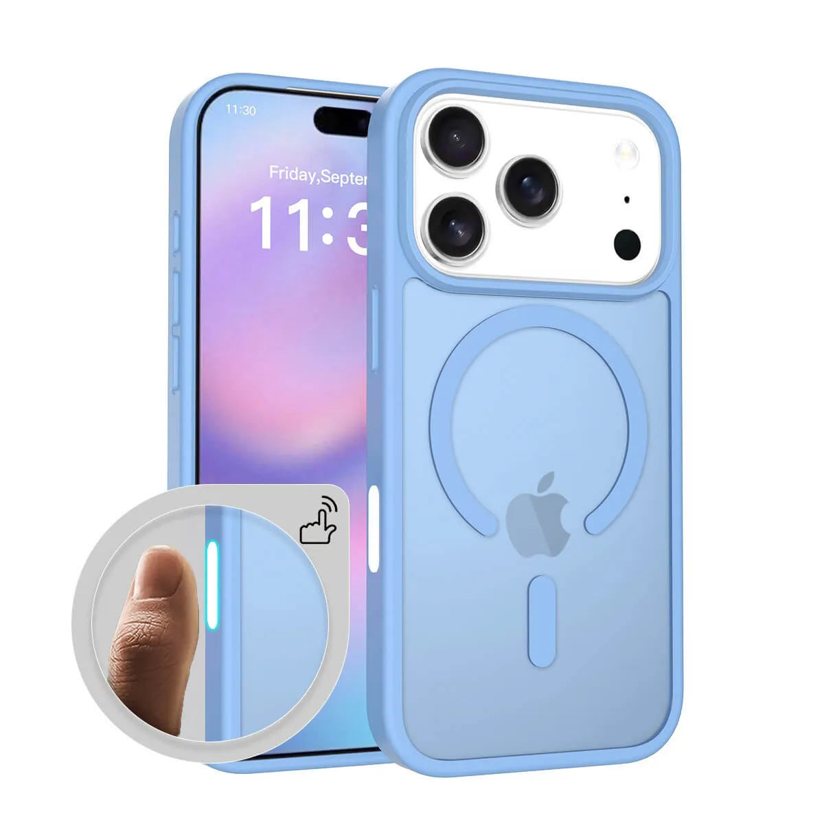 Buy MagSafe iPhone 17 Case with Camera Button, Military-Grade Protection - iPhone MagSafe Clear Case at Caseles -iPhone 17 Pro Max, Light Blue