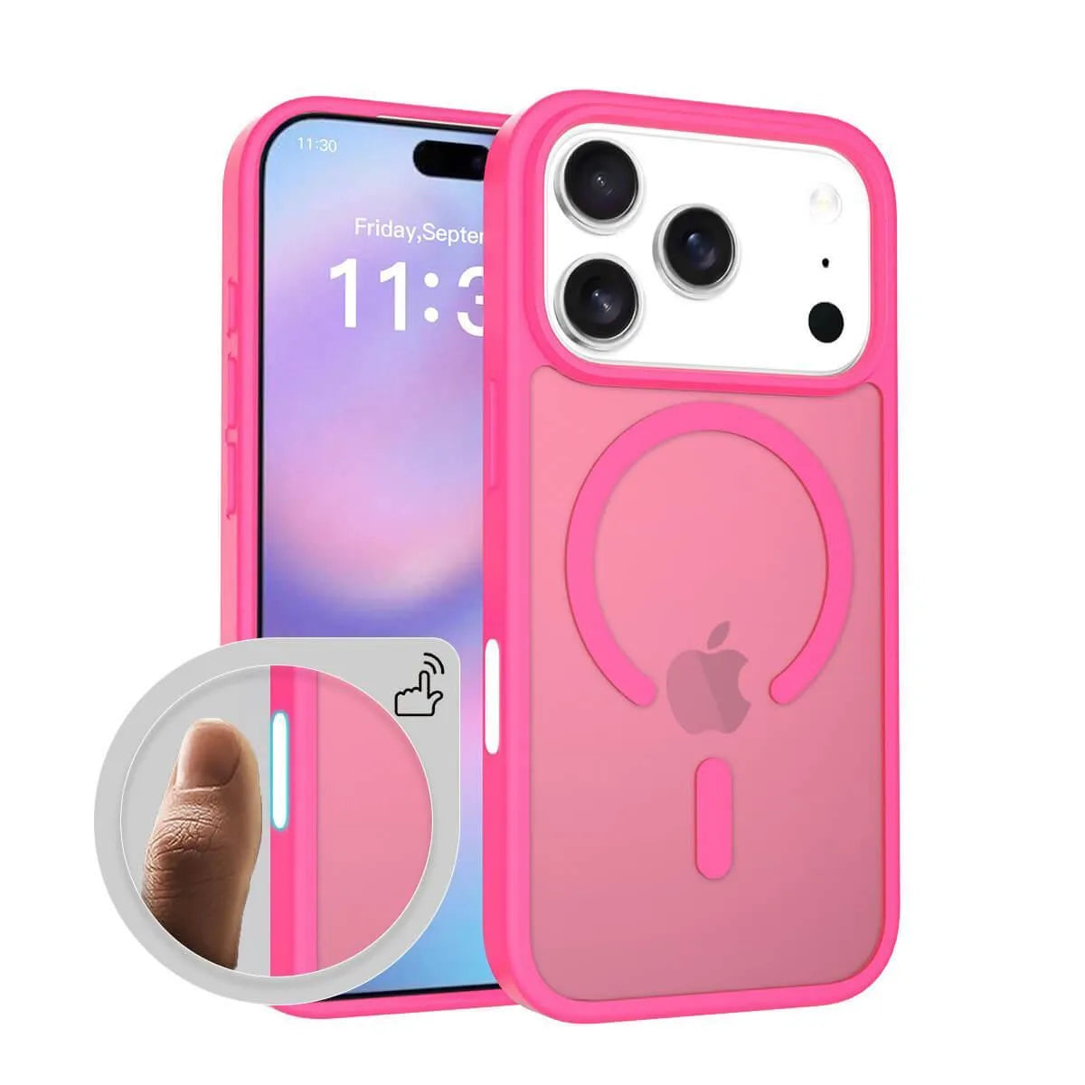 Buy MagSafe iPhone 17 Case with Camera Button, Military-Grade Protection - iPhone MagSafe Clear Case at Caseles -iPhone 17 Pro Max, Pink