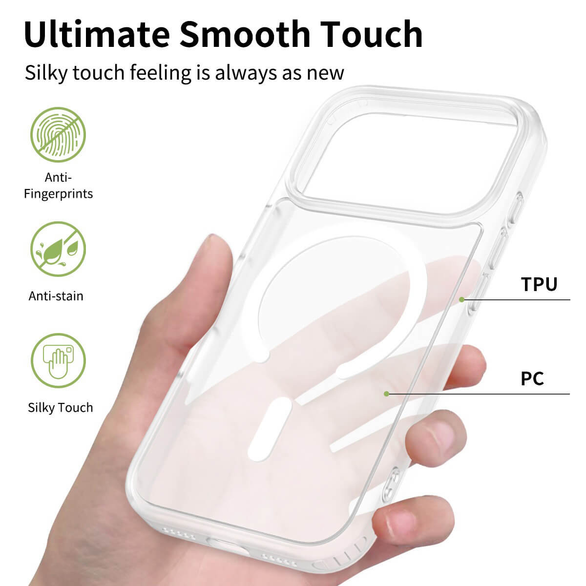 Buy MagSafe iPhone 17 Case with Camera Button, Military-Grade Protection - iPhone MagSafe Clear Case at Caseles -iPhone 17 Pro Max, White