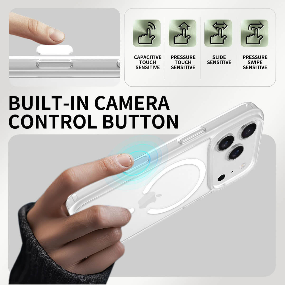 Buy MagSafe iPhone 17 Case with Camera Button, Military-Grade Protection - iPhone MagSafe Clear Case at Caseles -iPhone 17 Pro Max, White