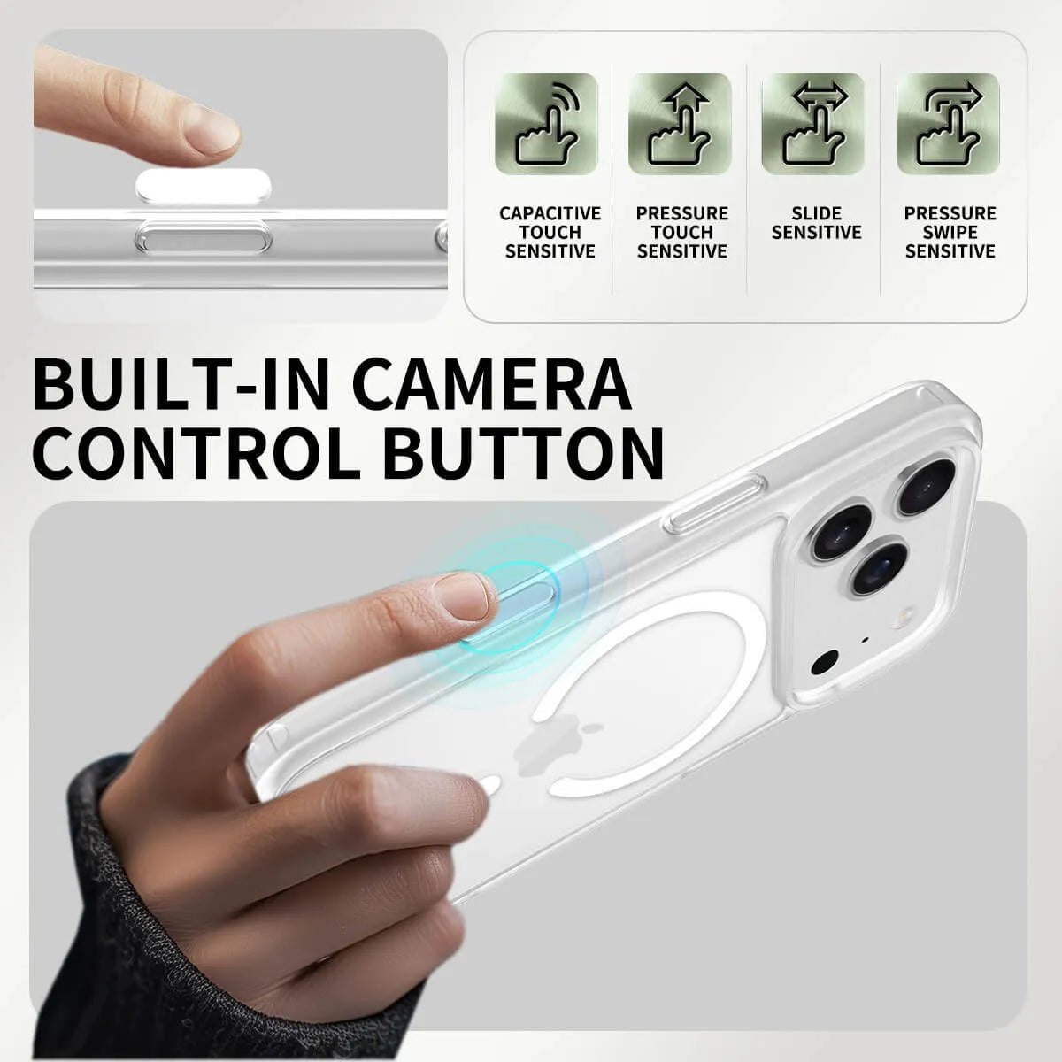 Buy MagSafe iPhone 17 Case with Camera Button, Military-Grade Protection - iPhone MagSafe Clear Case at Caseles -iPhone 17 Pro Max, White