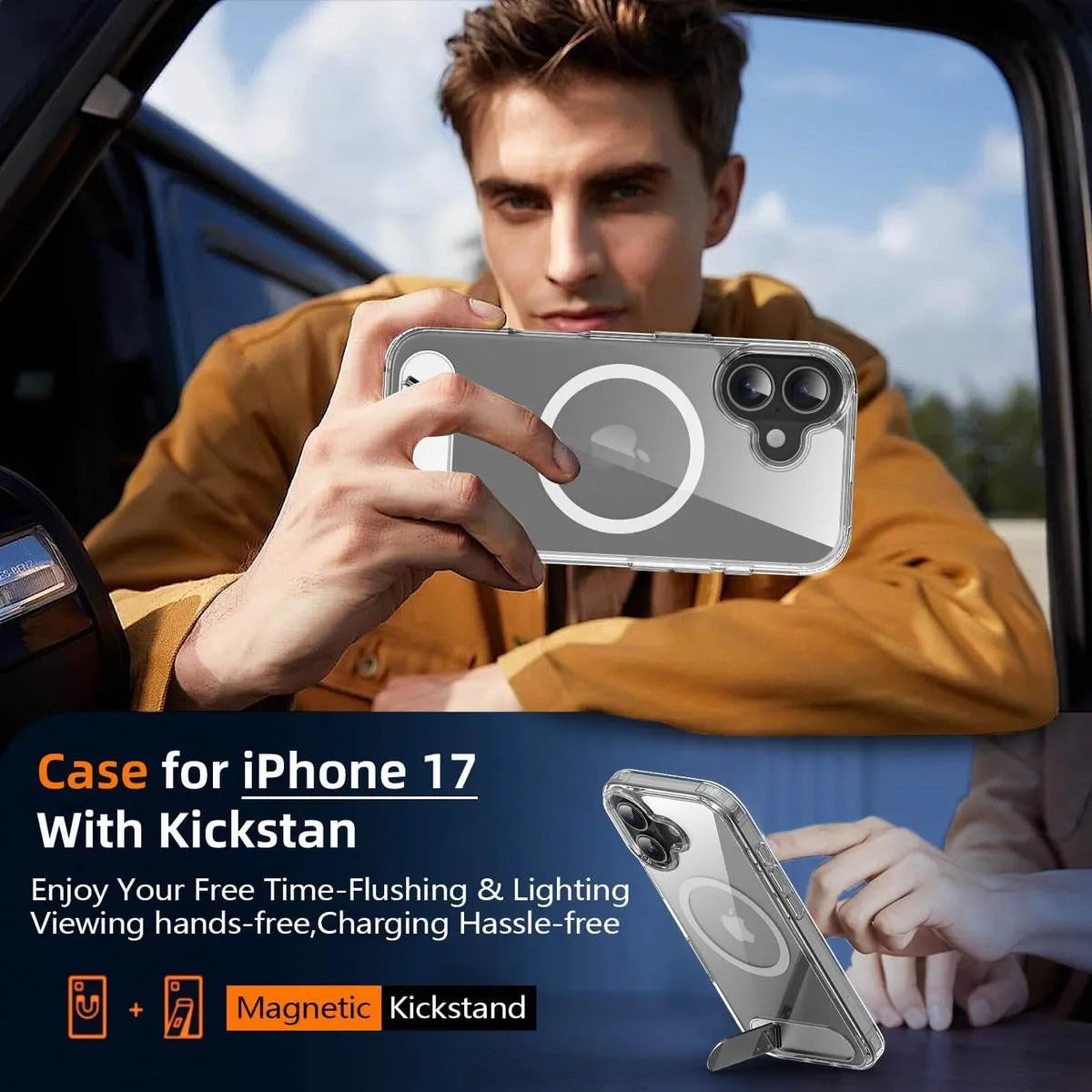 Buy MagSafe iPhone 17 Case with Camera Button, Military-Grade Protection - iPhone MagSafe Clear Case at Caseles -iPhone 17 Pro Max, Clear