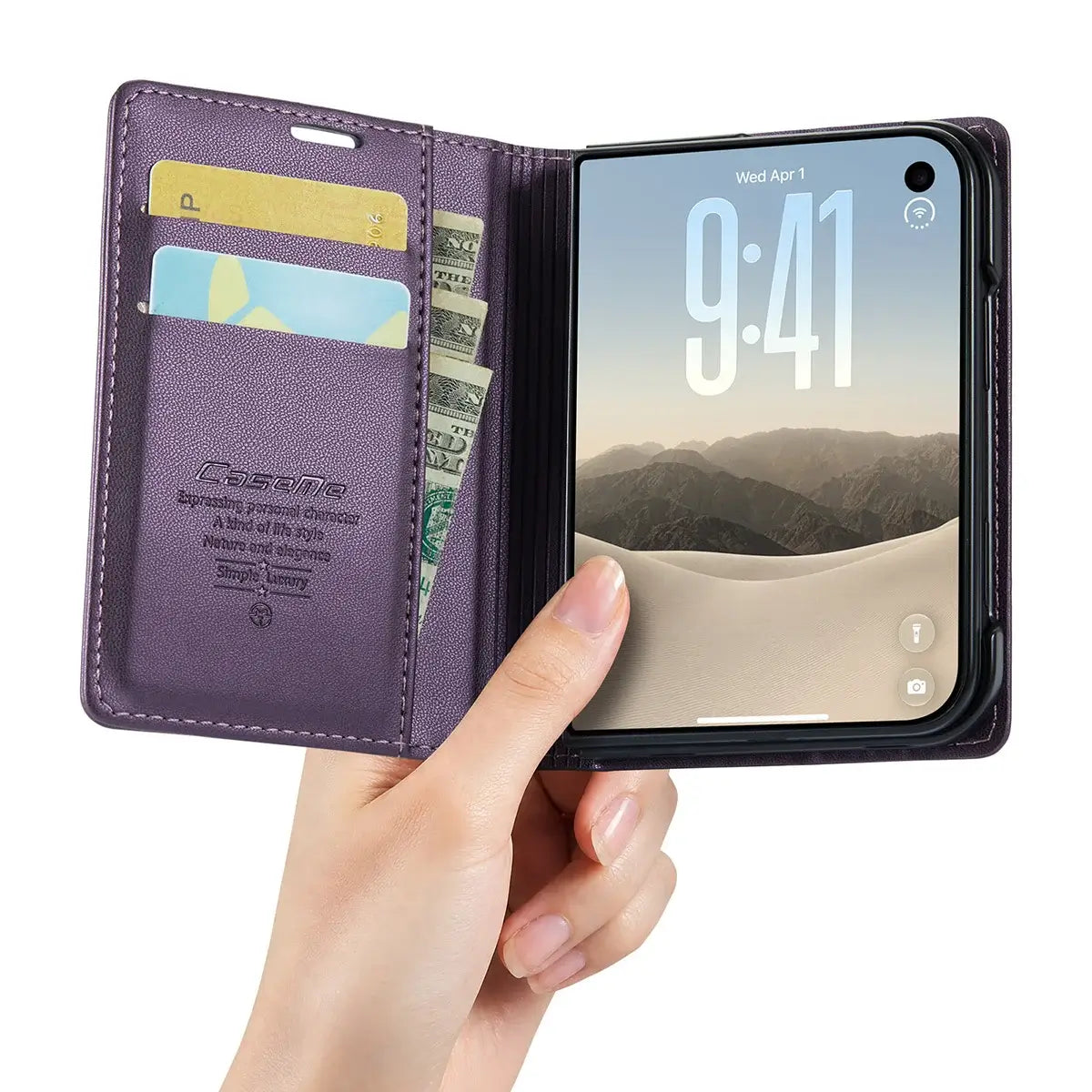 Buy Slim & Lightweight Flip Folio with 2 Card Slots, 1 Cash Slot, RFID Protection, Magnetic Closure & Wireless Charging Support for iPhone Duo - CLEO at Caseles-iPhone Duo, Black