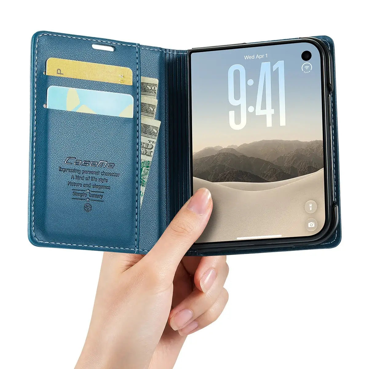 Buy Slim & Lightweight Flip Folio with 2 Card Slots, 1 Cash Slot, RFID Protection, Magnetic Closure & Wireless Charging Support for iPhone Duo - CLEO at Caseles-iPhone Duo, Black