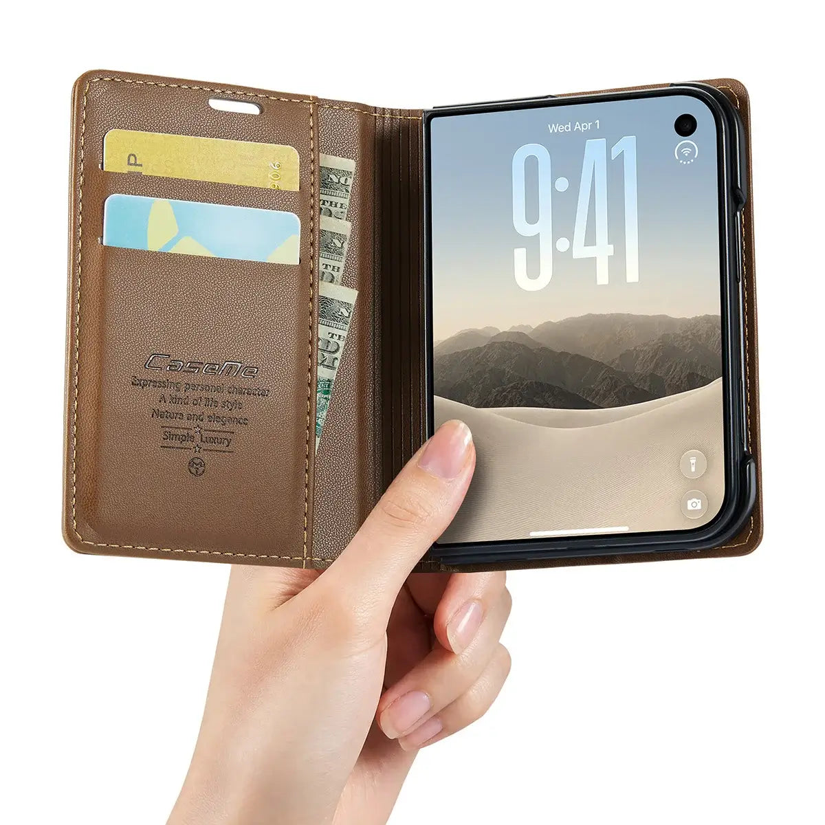 Buy Slim & Lightweight Flip Folio with 2 Card Slots, 1 Cash Slot, RFID Protection, Magnetic Closure & Wireless Charging Support for iPhone Duo - CLEO at Caseles-iPhone Duo, Black