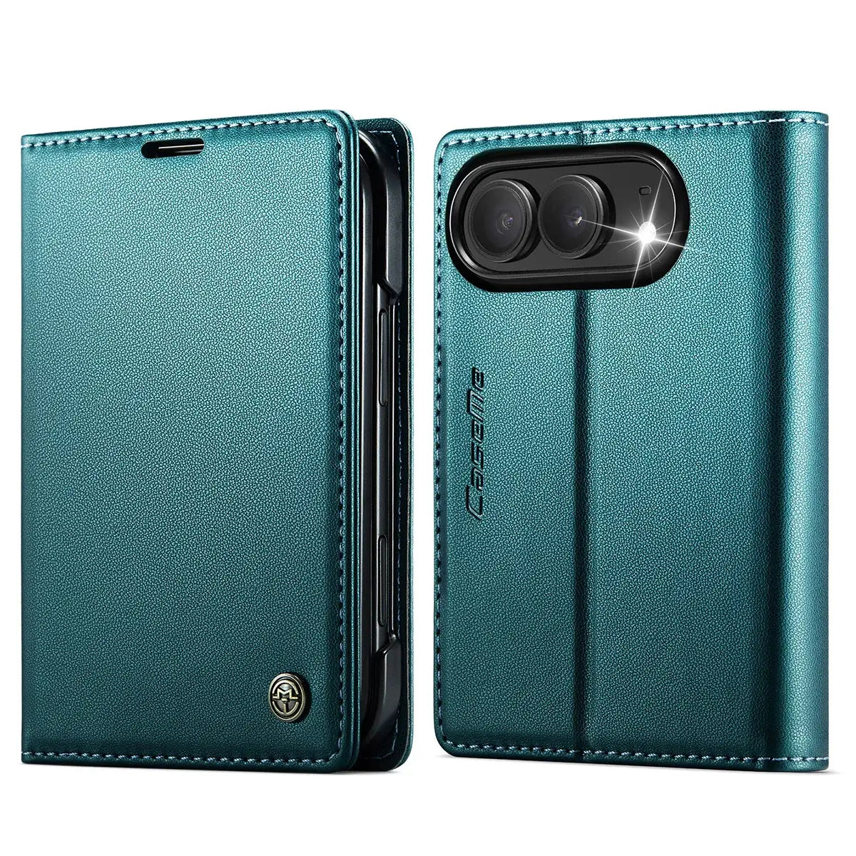 Buy Slim & Lightweight Flip Folio with 2 Card Slots, 1 Cash Slot, RFID Protection, Magnetic Closure & Wireless Charging Support for iPhone Duo - CLEO at Caseles-iPhone Duo, Black