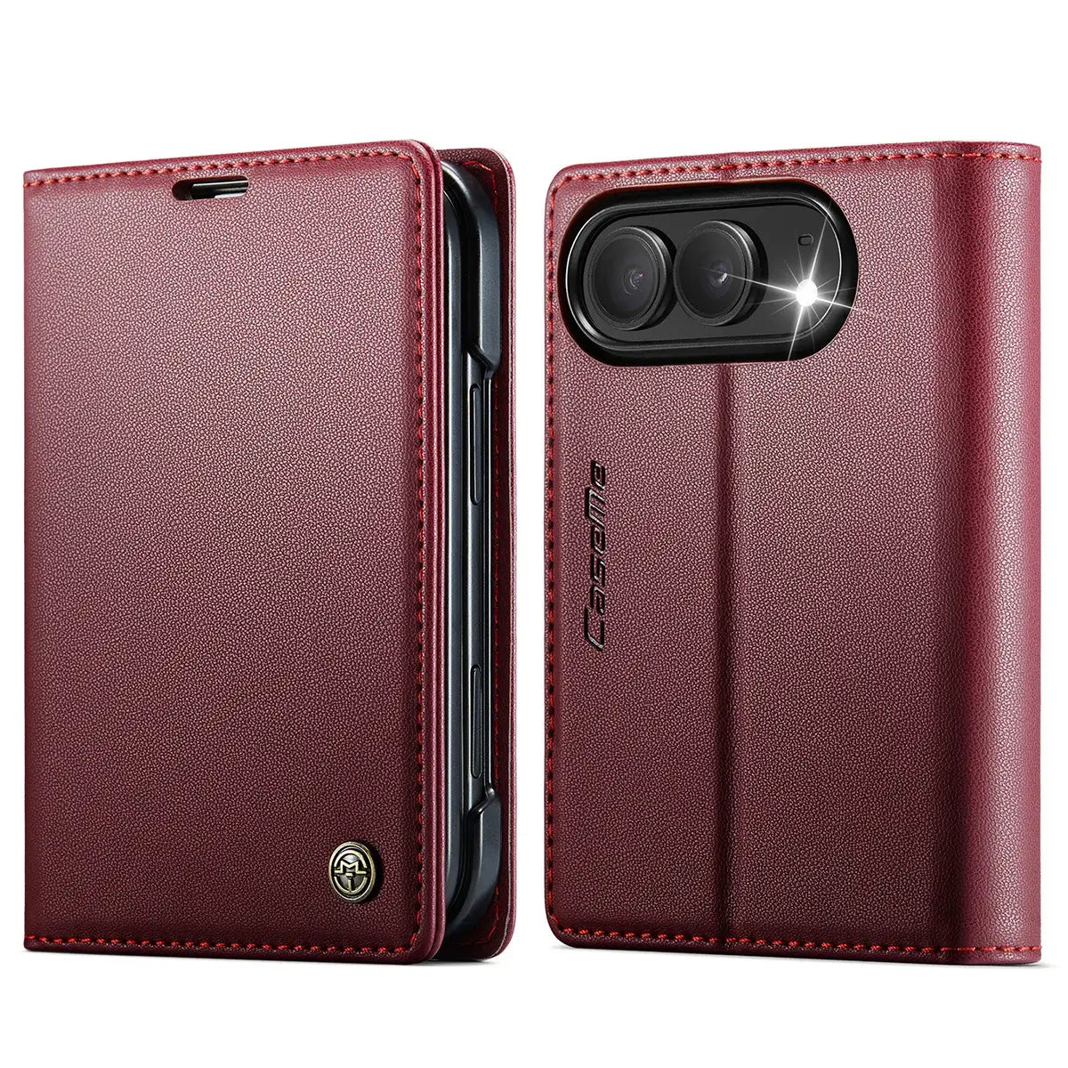 Buy Slim & Lightweight Flip Folio with 2 Card Slots, 1 Cash Slot, RFID Protection, Magnetic Closure & Wireless Charging Support for iPhone Duo - CLEO at Caseles-iPhone Duo, Black