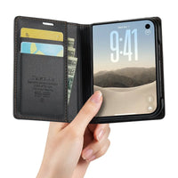Buy Slim & Lightweight Flip Folio with 2 Card Slots, 1 Cash Slot, RFID Protection, Magnetic Closure & Wireless Charging Support for iPhone Duo - CLEO at Caseles-iPhone Duo, Black