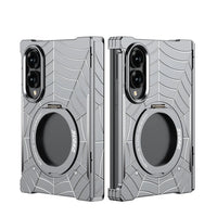 Buy Borderless Bare-Phone Feel Metal Case with Spider-Web Pattern, Rotating Magnetic Stand & Drop-Proof Protection - COB at Caseles-Samsung Galaxy Z Fold 8, Gray