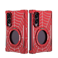 Buy Borderless Bare-Phone Feel Metal Case with Spider-Web Pattern, Rotating Magnetic Stand & Drop-Proof Protection - COB at Caseles-Samsung Galaxy Z Fold 8, Red