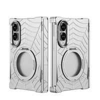 Buy Borderless Bare-Phone Feel Metal Case with Spider-Web Pattern, Rotating Magnetic Stand & Drop-Proof Protection - COB at Caseles-Samsung Galaxy Z Fold 8, Silver