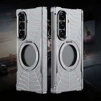 Buy Borderless Bare-Phone Feel Metal Case with Spider-Web Pattern, Rotating Magnetic Stand & Drop-Proof Protection - COB at Caseles-Samsung Galaxy Z Fold 8 Ultra, Black