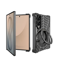 Buy Borderless Bare-Phone Feel Metal Case with Spider-Web Pattern, Rotating Magnetic Stand & Drop-Proof Protection - COB at Caseles-Samsung Galaxy Z Fold 8 Ultra, Black
