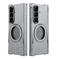 Buy Borderless Bare-Phone Feel Metal Case with Spider-Web Pattern, Rotating Magnetic Stand & Drop-Proof Protection - COB at Caseles-Samsung Galaxy Z Fold 8 Ultra, Gray