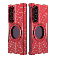 Buy Borderless Bare-Phone Feel Metal Case with Spider-Web Pattern, Rotating Magnetic Stand & Drop-Proof Protection - COB at Caseles-Samsung Galaxy Z Fold 8 Ultra, Red
