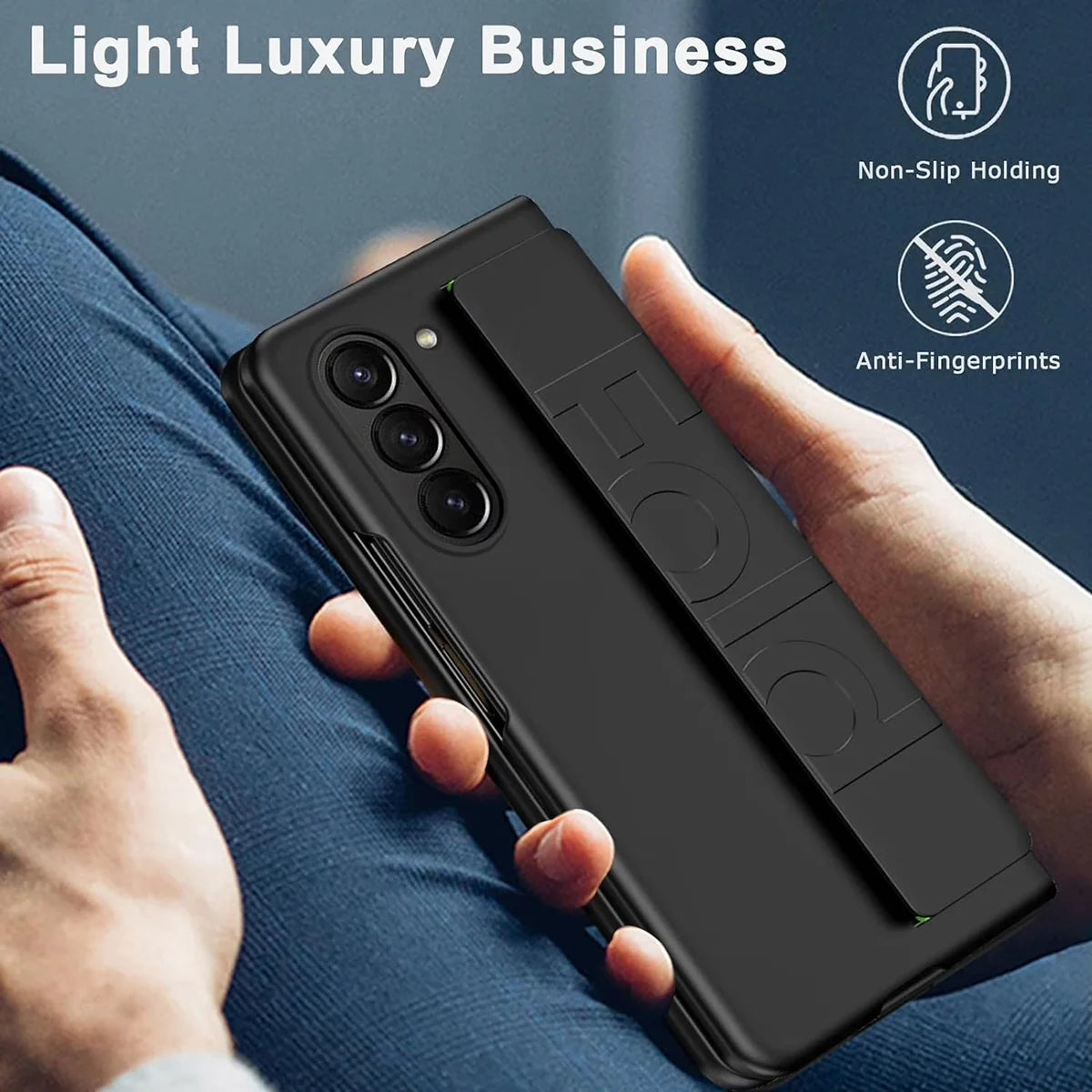 Buy Heavy-Duty Protective Case with Spring-Assisted Hinge Cover, Integrated Hand Strap & Full-Body Defense - Cole at Caseles-Samsung Galaxy Z Fold 8 Ultra, Black