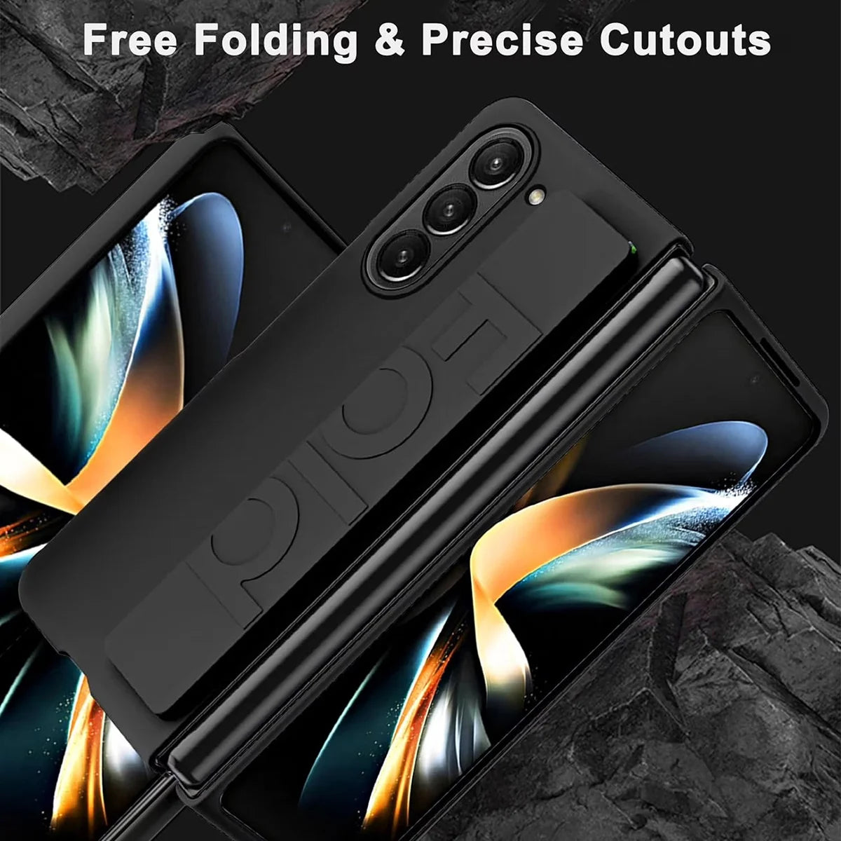 Buy Heavy-Duty Protective Case with Spring-Assisted Hinge Cover, Integrated Hand Strap & Full-Body Defense - Cole at Caseles-Samsung Galaxy Z Fold 8 Ultra, Black