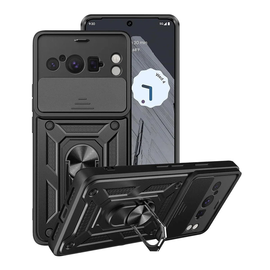 Buy Metal Heavy Duty Rugged Defender Cover For Pixel, with Built in Screen Protector, FullBody Protective Shockproof Heavy Duty Rugged Defender Cover,Colm at Caseles-Google Pixel 9 Pro XL, Black