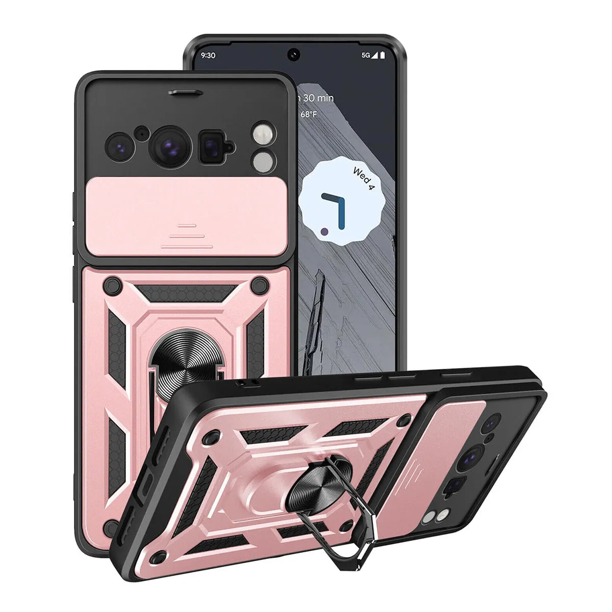 Buy Metal Heavy Duty Rugged Defender Cover For Pixel, with Built in Screen Protector, FullBody Protective Shockproof Heavy Duty Rugged Defender Cover,Colm at Caseles-Google Pixel 9 Pro XL, Rose Gold