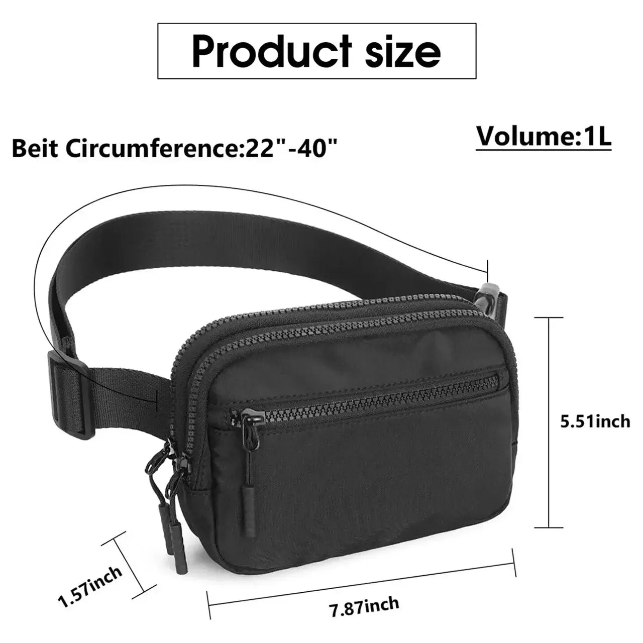 Buy 4-Pocket Fanny Packs: Lightweight Belt Bag & Crossbody Waist Pack for Travel & Sport - CROSSBODY BELT BAG at Caseles-Black, 