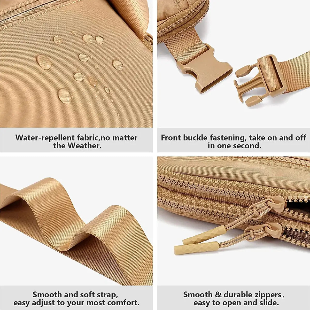 Buy 4-Pocket Fanny Packs: Lightweight Belt Bag & Crossbody Waist Pack for Travel & Sport - CROSSBODY BELT BAG at Caseles-Black, 