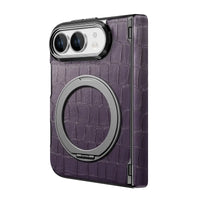 Buy Magnetic 360° Rotating Click Ring Stand Case with Dual-Axis Hinge Protection & Premium Vegan Leather - ORBIS at Caseles-iPhone Ultra, Blue