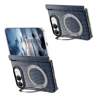 Buy Magnetic 360° Rotating Click Ring Stand Case with Dual-Axis Hinge Protection & Premium Vegan Leather - ORBIS at Caseles-iPhone Ultra, Blue