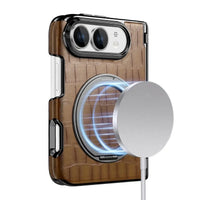 Buy Magnetic 360° Rotating Click Ring Stand Case with Dual-Axis Hinge Protection & Premium Vegan Leather - ORBIS at Caseles-iPhone Ultra, Blue