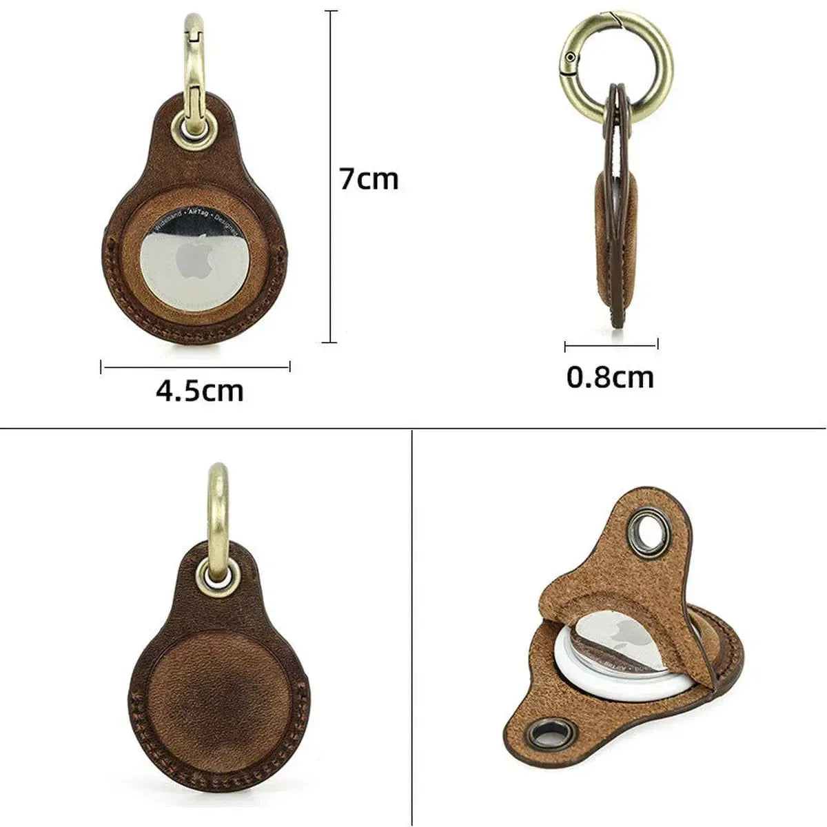 Buy Apple AirTag protective cover first layer cowhide pet anti-lost keychain positioning tracker leather case at Caseles-lea-atag-brown, 