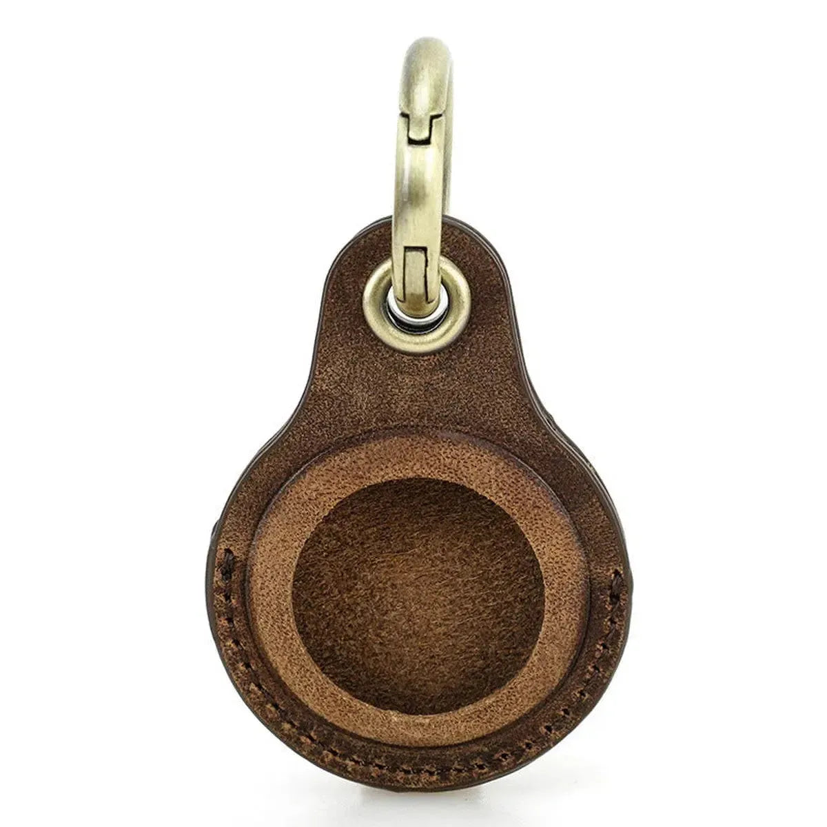 Buy Apple AirTag protective cover first layer cowhide pet anti-lost keychain positioning tracker leather case at Caseles-lea-atag-brown, 