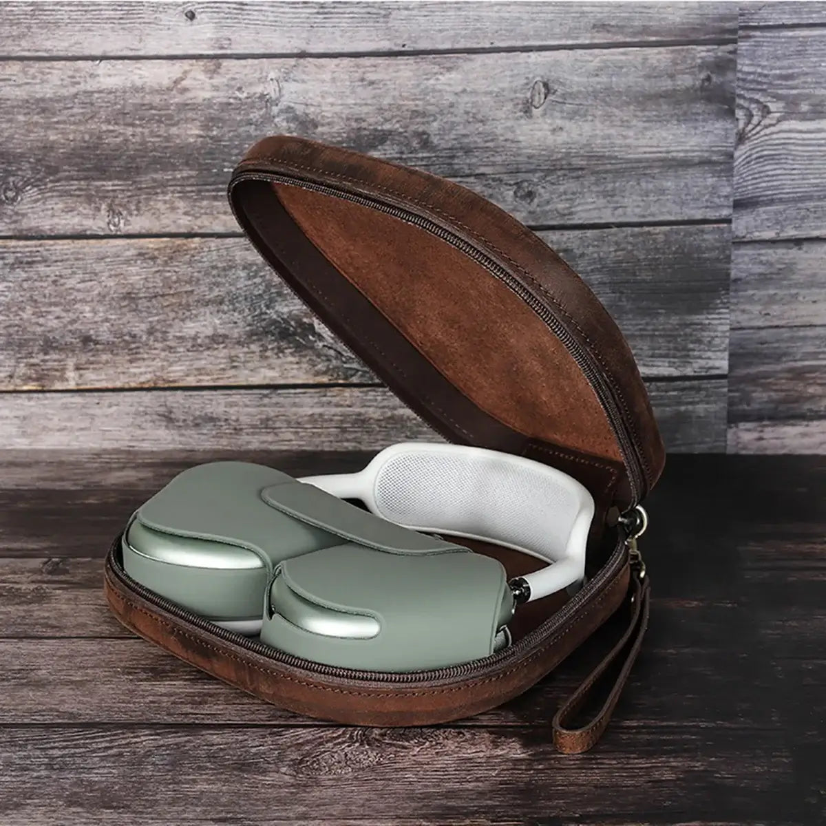 Buy AirPods Max protective case genuine leather portable Apple Bluetooth headphone case at Caseles-, 