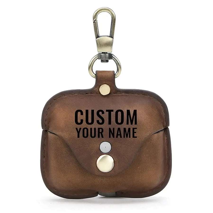 Buy AirPods Pro 3rd Gen protective case genuine leather portable Apple third Pro generation Bluetooth headphone case at Caseles-Brown, 