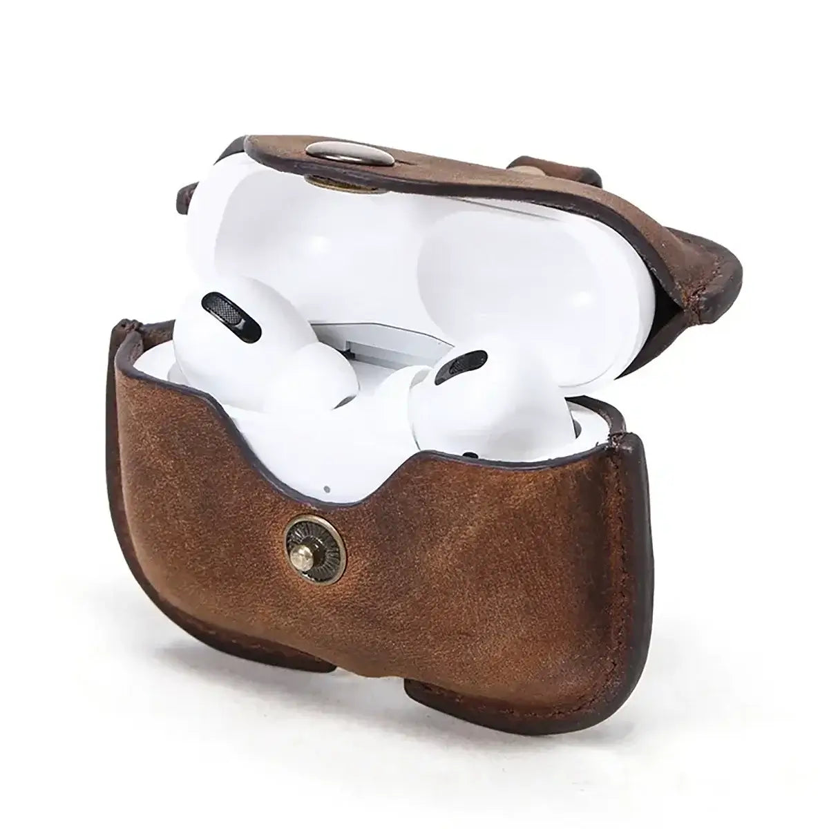 Buy AirPods Pro 3rd Gen protective case genuine leather portable Apple third Pro generation Bluetooth headphone case at Caseles-Brown, 