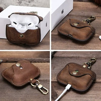Buy AirPods Pro 3rd Gen protective case genuine leather portable Apple third Pro generation Bluetooth headphone case at Caseles-Brown, 