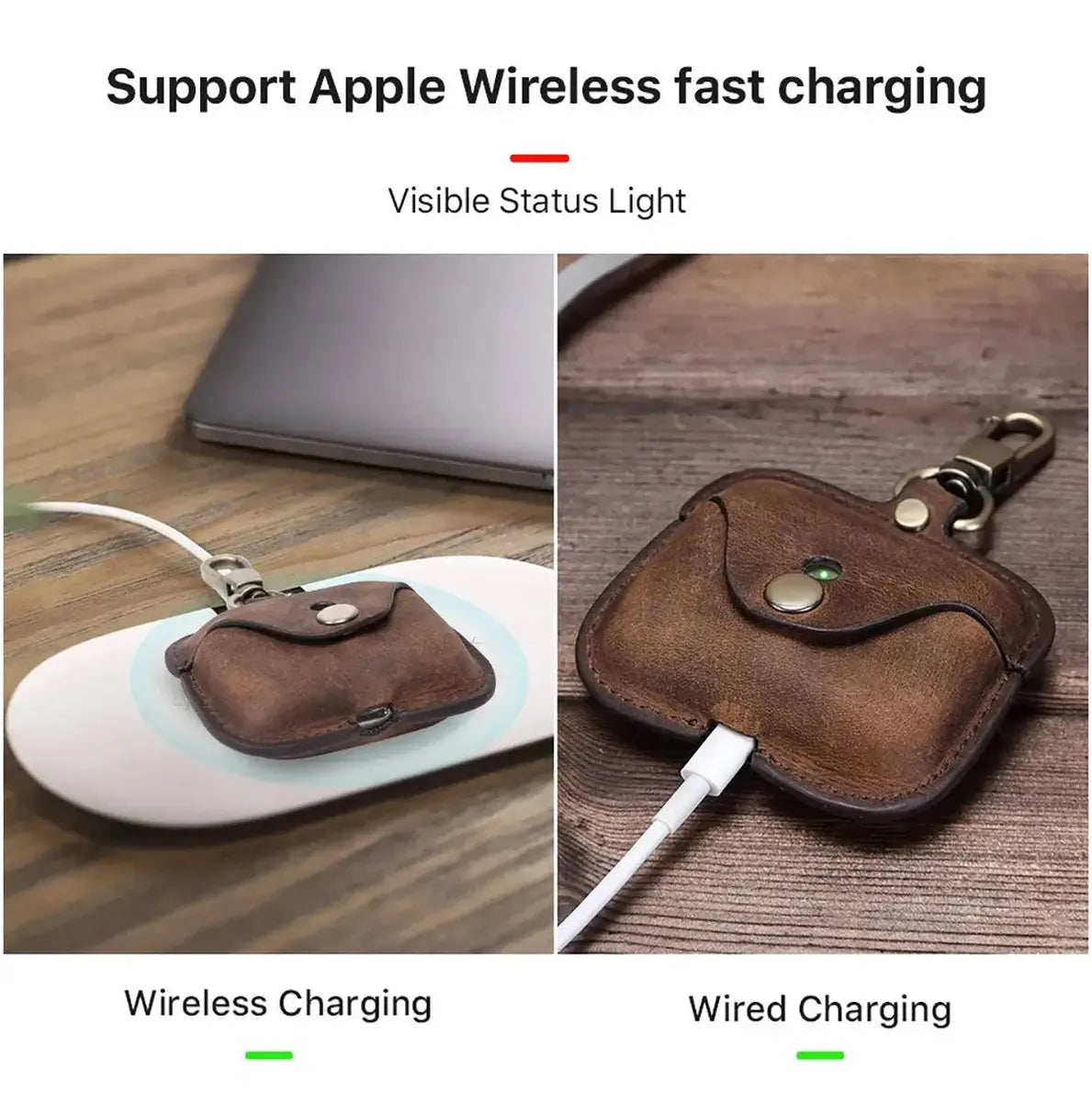 Buy AirPods Pro 3rd Gen protective case genuine leather portable Apple third Pro generation Bluetooth headphone case at Caseles-Brown, 