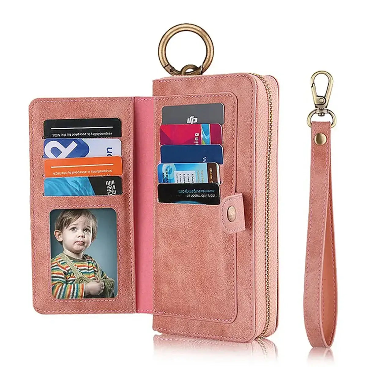 Buy Multi Functional Wallet Phone Case, 14 Card Slots 3 Purse 1 Zipper 1 Wrist Band 1 Metal Buckle, Wrist Strap Clutch Magnetic Detachable,Darell at Caseles-iPhone 17 Pro Max, Darell-Brown
