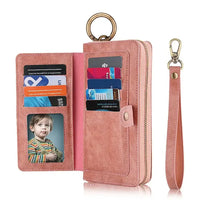 Buy Multi Functional Wallet Phone Case, 14 Card Slots 3 Purse 1 Zipper 1 Wrist Band 1 Metal Buckle, Wrist Strap Clutch Magnetic Detachable,Darell at Caseles-iPhone 17 Pro Max, Darell-Brown