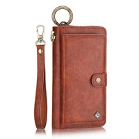 Buy Multi Functional Wallet Phone Case, 14 Card Slots 3 Purse 1 Zipper 1 Wrist Band 1 Metal Buckle, Wrist Strap Clutch Magnetic Detachable,Darell at Caseles-iPhone 17 Pro Max, Darell-Brown