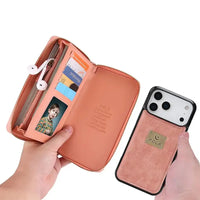Buy Multi Functional Wallet Phone Case, 14 Card Slots 3 Purse 1 Zipper 1 Wrist Band 1 Metal Buckle, Wrist Strap Clutch Magnetic Detachable,Darell at Caseles-iPhone 17 Pro Max, Darell-Brown