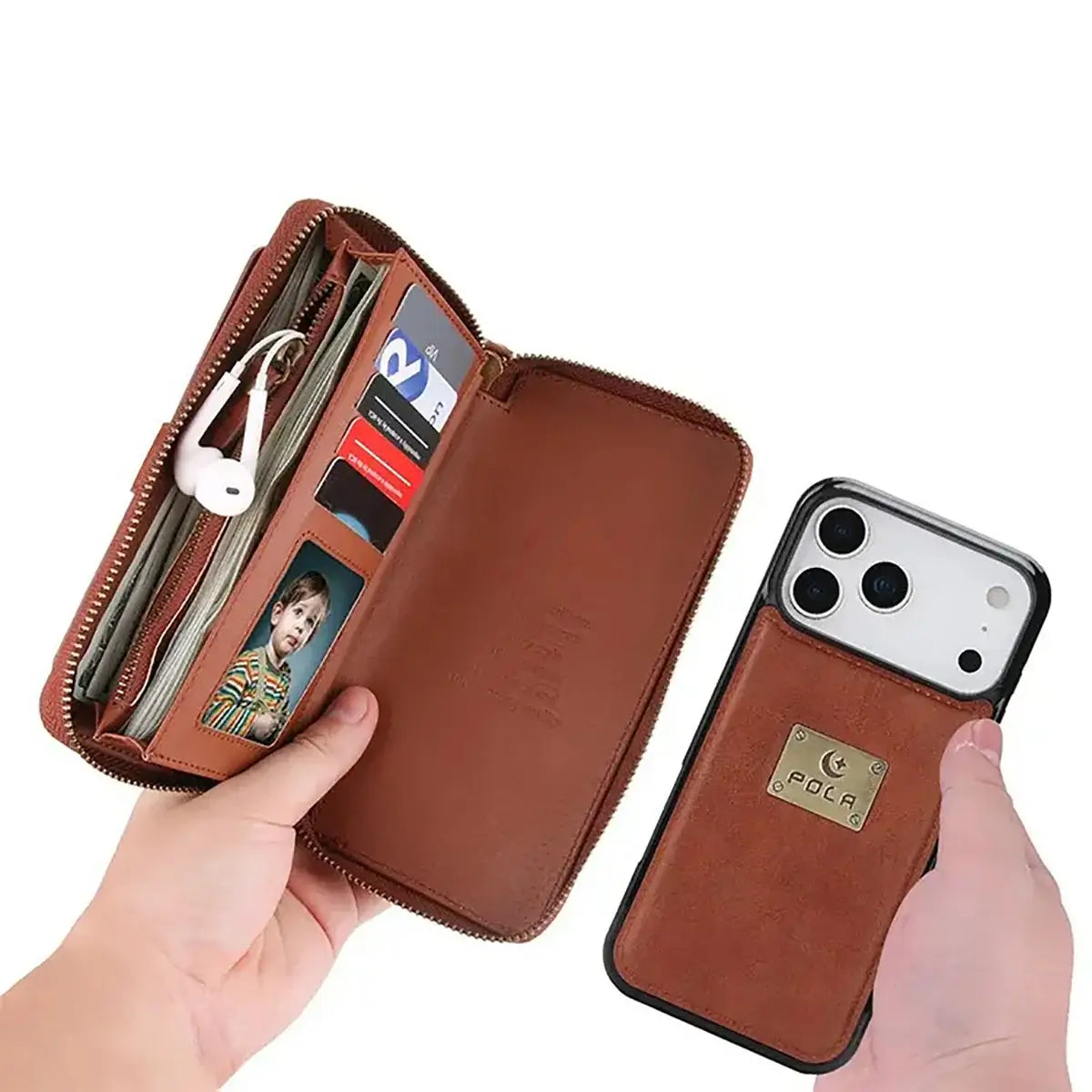 Buy Multi Functional Wallet Phone Case, 14 Card Slots 3 Purse 1 Zipper 1 Wrist Band 1 Metal Buckle, Wrist Strap Clutch Magnetic Detachable,Darell at Caseles-iPhone 17 Pro Max, Darell-Brown